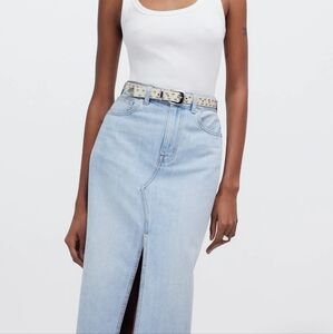 NWT Madewell Rilee Denim Midi Skirt